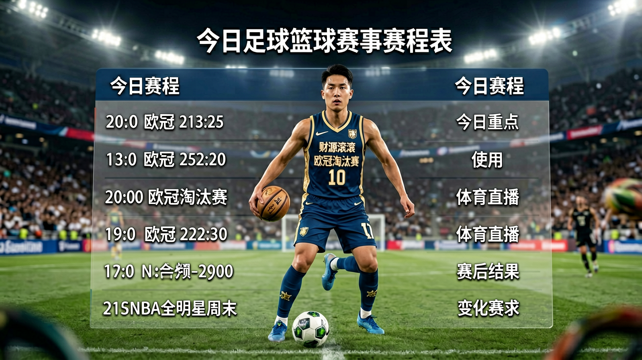 今日足球篮球赛事赛程表，显示各联赛比赛时间
